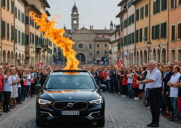 Olympic Flame crossing through Emilia, Italy, celebration of the upcoming 2026 Winter Olympics