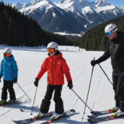 ski instructors starting practical lessons in winter sports