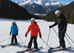 ski instructors starting practical lessons in winter sports