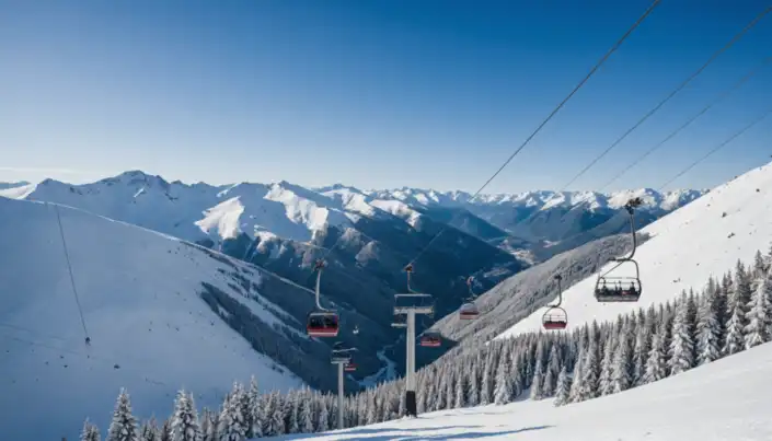 A snowy mountain landscape with ski lifts and a clear sky, indicating a return to normal winter conditions.