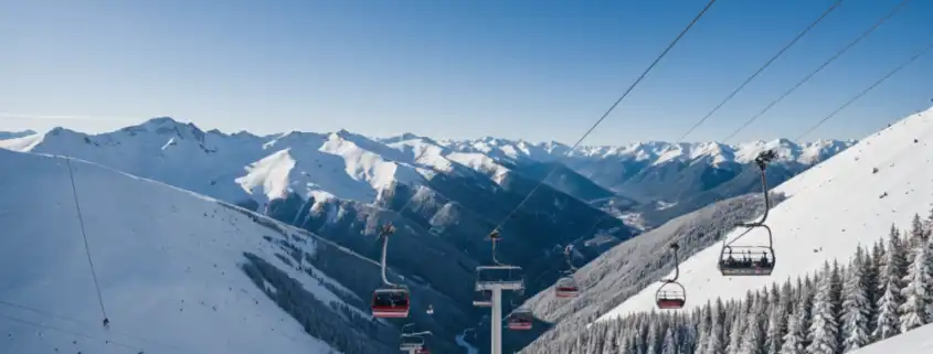 A snowy mountain landscape with ski lifts and a clear sky, indicating a return to normal winter conditions.